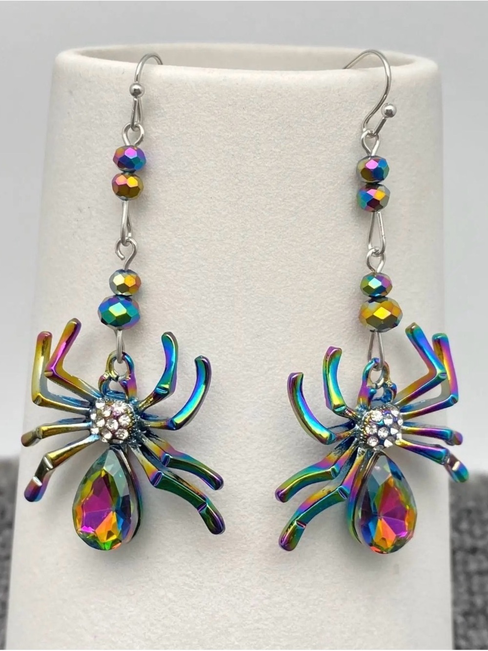 Multicolor Spider Halloween Drop Earrings